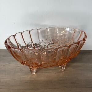 Vintage Indiana Glass Peach/Pink Oval Fruit Bowl